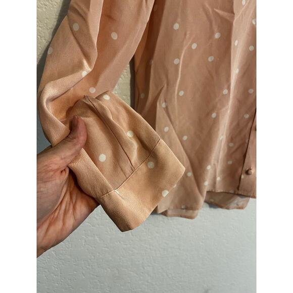 Sezane Polka Dot Silk Button Down Pierro Shirt Pale Pink 38/ 6 - Picture 5 of 6